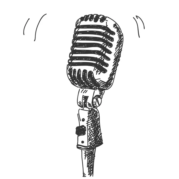 Hand drawn studio microphone — Stock Vector