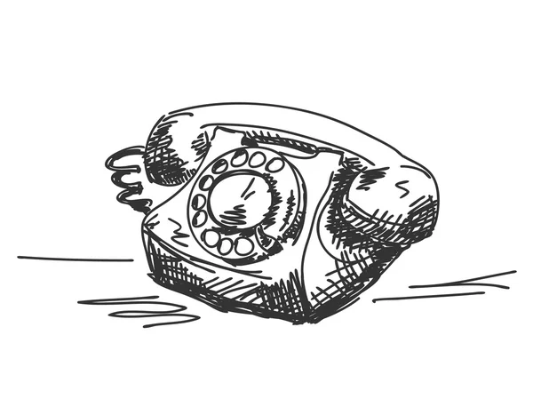 Handritad gamla telefon — Stock vektor