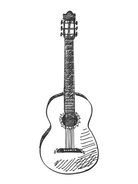 Guitarra acústica dibujada a mano — Vector de stock