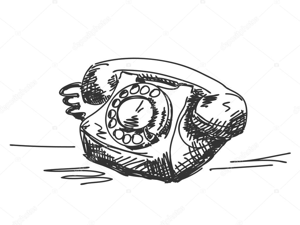 Hand drawn old telephone