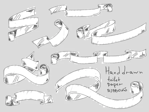 Hand drawn toilet paper ribbons — Stock Vector