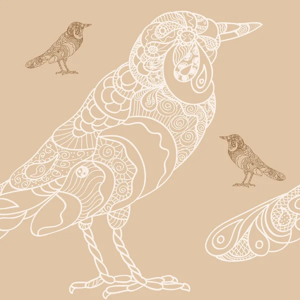 Disegnato a mano senza soluzione di continuità sfondo uccello — Vettoriale Stock