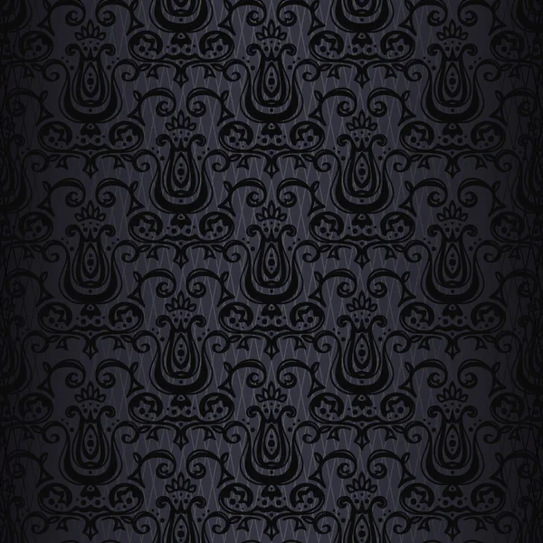 Hand drawn seamless dark damask background — Stock Vector