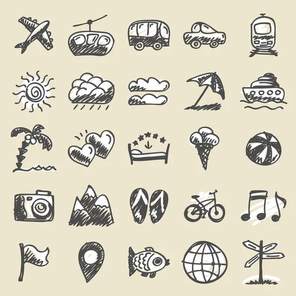Ręcznie rysowane ikony podróży — Wektor stockowy