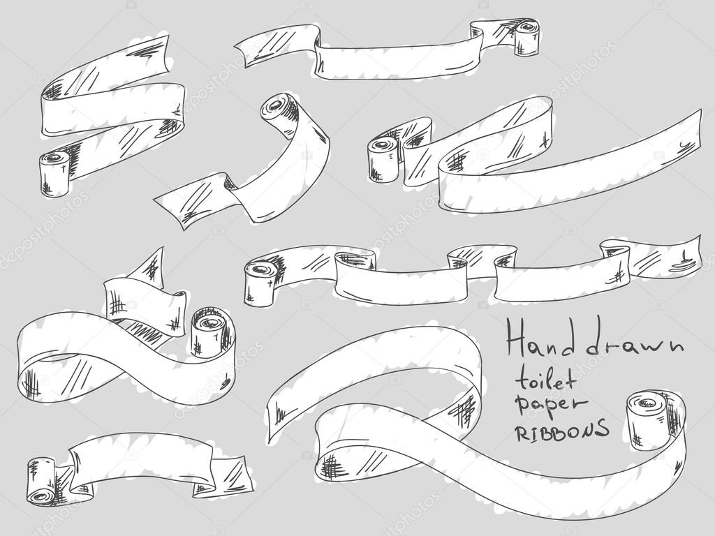 Hand drawn toilet paper ribbons
