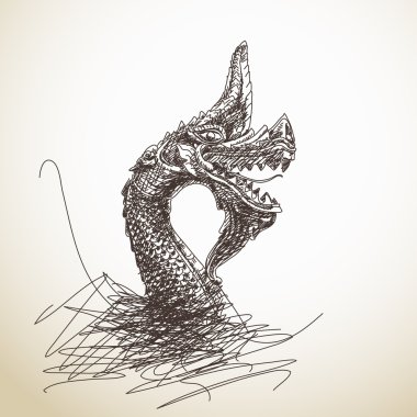 Hand drawn dragon statue clipart