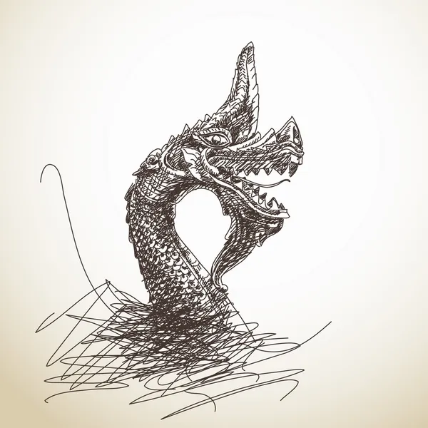 手描きの龍の像 — ストックベクタ