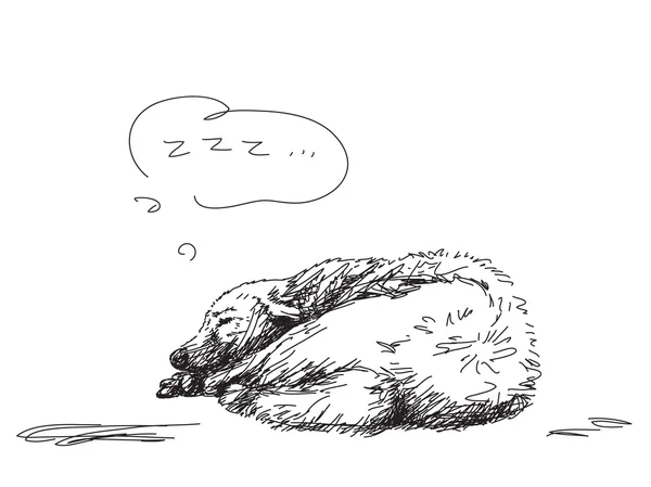Cane addormentato disegnato a mano — Vettoriale Stock
