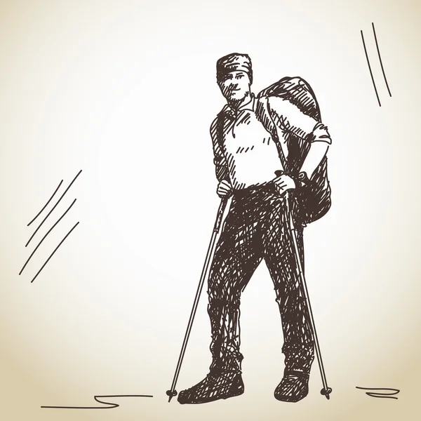 Homem de trekking — Vetor de Stock