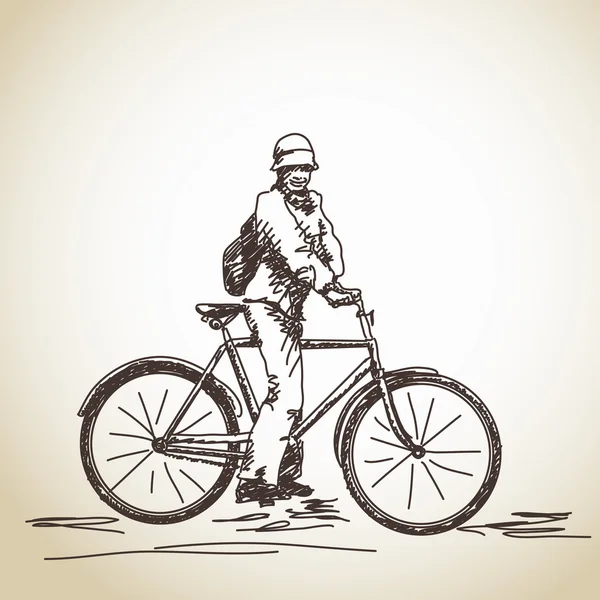 骑单车的女子 — 图库矢量图片