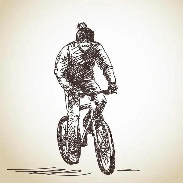 Cycliste en chapeau — Image vectorielle