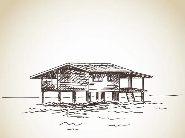 Haus auf dem Wasser — Stockvektor