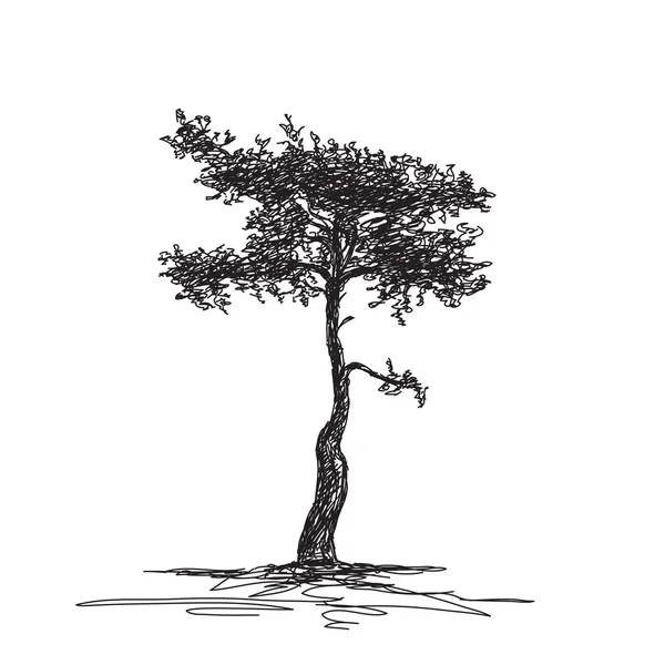 Σκίτσο του απομονωμένες δέντρο — Διανυσματικό Αρχείο