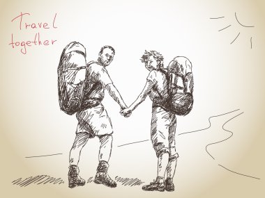 Traveller couple clipart