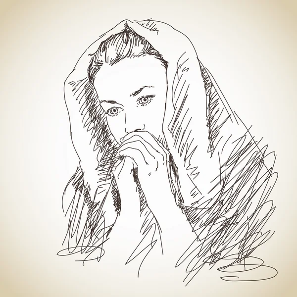 Mujer joven rezando — Vector de stock