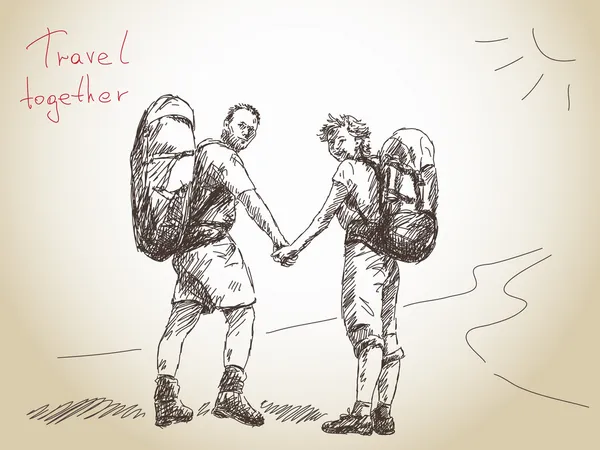 Couple de voyageurs — Image vectorielle