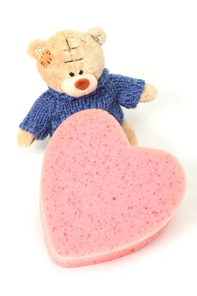 Oso de peluche con forma de corazón —  Fotos de Stock