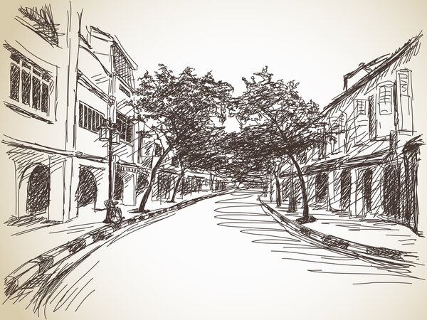Town street sketch