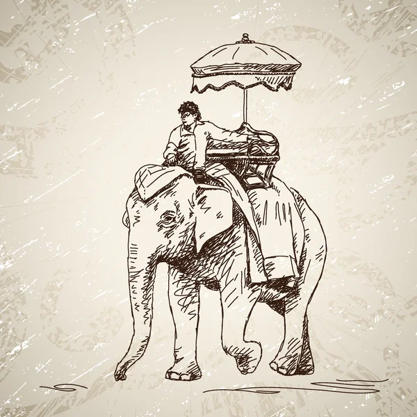 Elefante con hombre — Archivo Imágenes Vectoriales