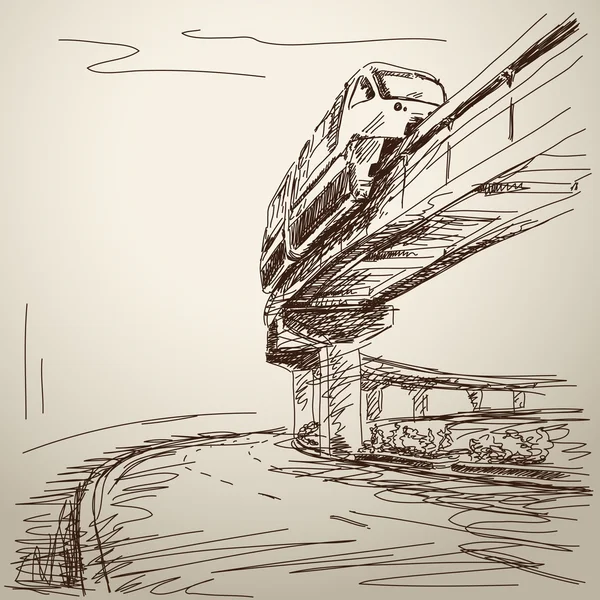 Croquis du train monorail . — Image vectorielle