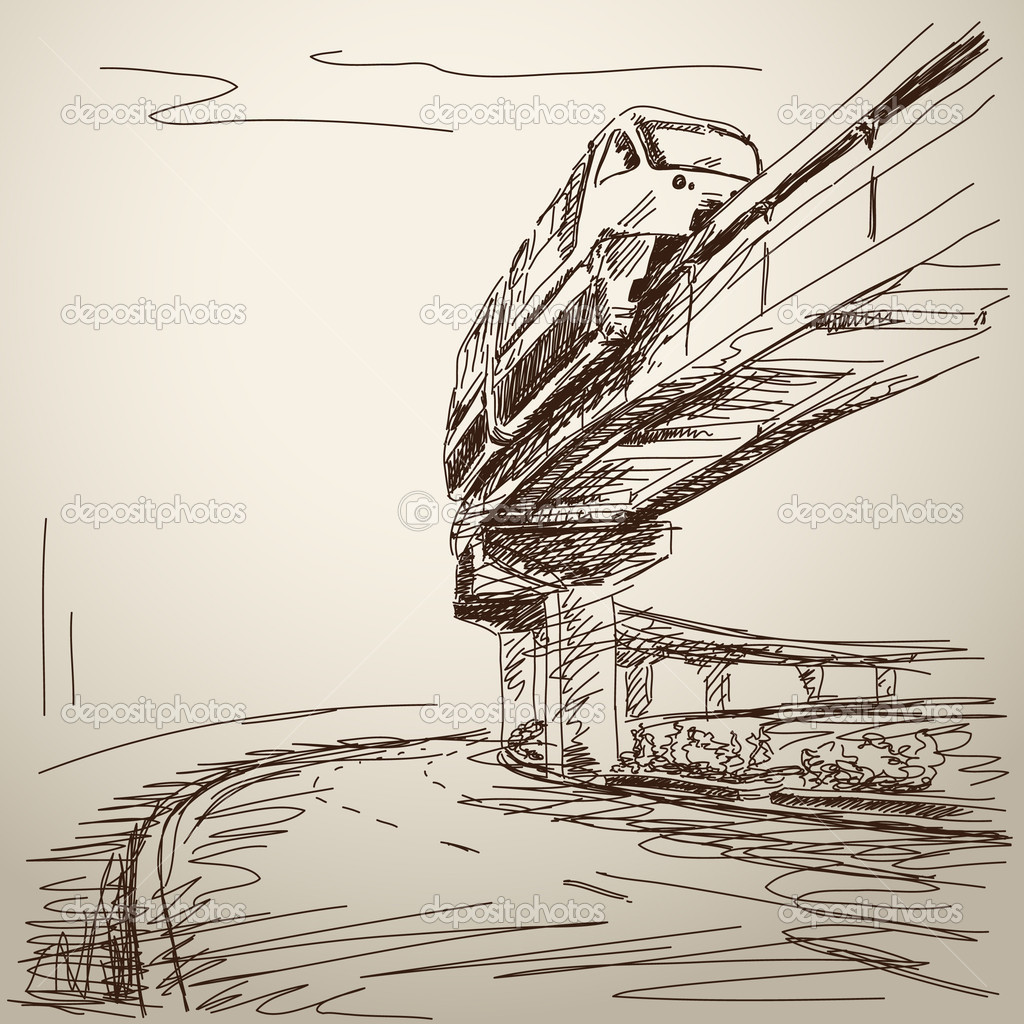 Sketch of monorail train.