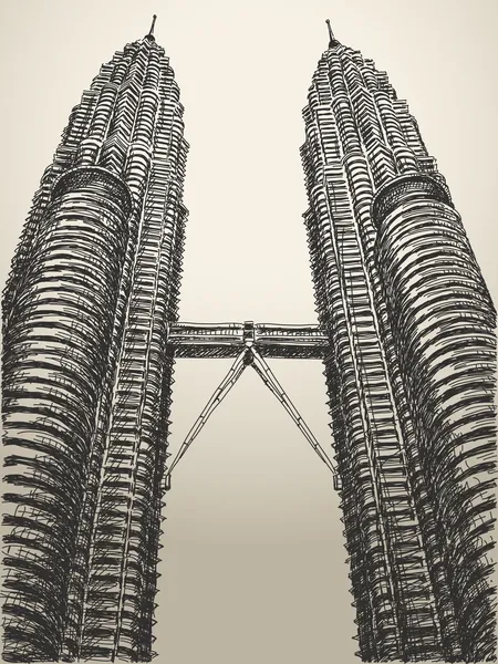 Torres Petronas em Kuala Lumpur — Vetor de Stock