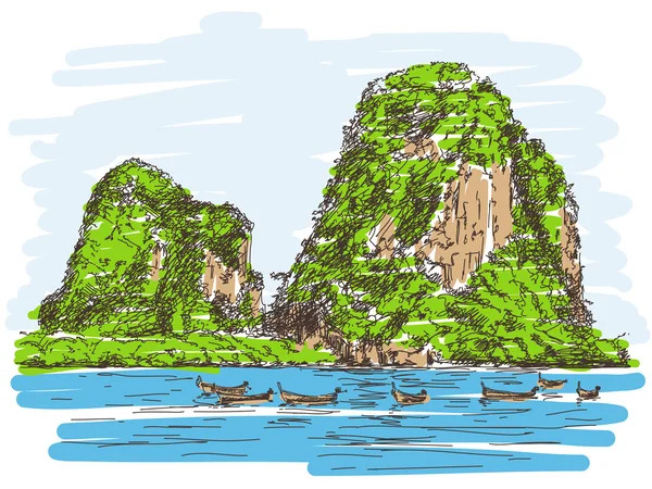 Thailändische Strandlandschaft — Stockvektor