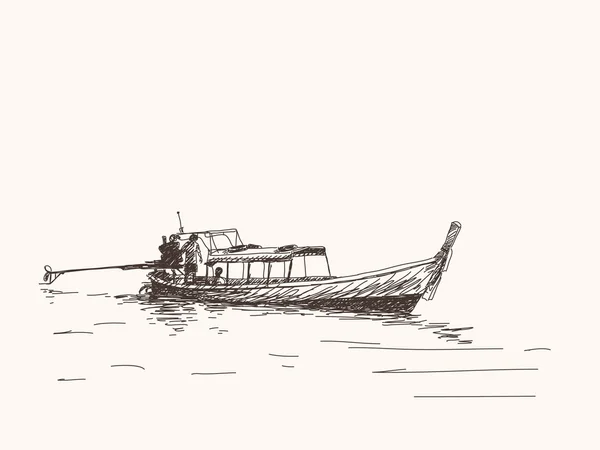 Bateau à queue longue — Image vectorielle