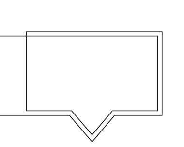 Konuşma baloncuğunun bir çizgi çizimi, sürekli çizgiden oluşan siyah ve beyaz vektör minimalist doğrusal dikdörtgen şekil