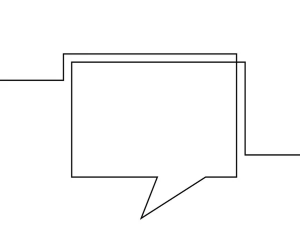 連続線で作られた音声バブル 黒と白のベクトル最小限の線形矩形の一本の線画 — ストックベクタ
