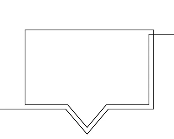 Disegno Una Linea Bolla Vocale Vettore Bianco Nero Forma Rettangolare — Vettoriale Stock