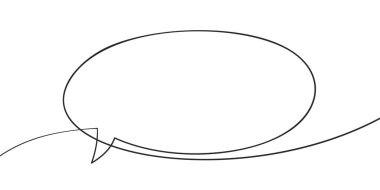 Konuşma baloncuğu oval şekli sürekli tek satır çizimi, tek satır sanatı basit boş çizgi roman kutusu, Vektör illüstrasyonu