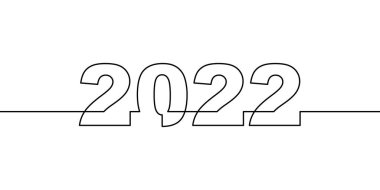2022 ince çizgi çizimi, aralıksız çizgi çizimi 2022 yıllık sayılar, Vektör illüstrasyonu
