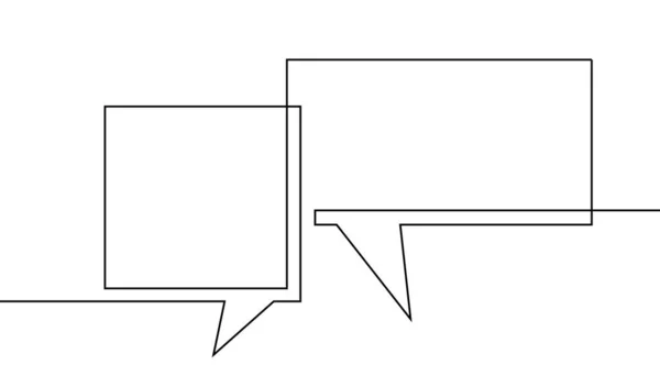 连续直线的黑白矢量极小线性插画两个语音气泡的一行图 — 图库矢量图片