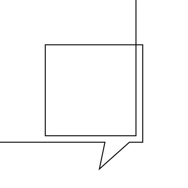 Desenho Uma Linha Bolha Fala Quadrada Vetor Preto Branco Ilustração — Vetor de Stock