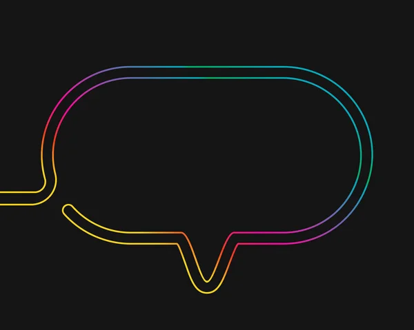Een Lijn Tekening Van Ovale Spraakzeepbel Rainbow Kleuren Zwarte Achtergrond — Stockvector