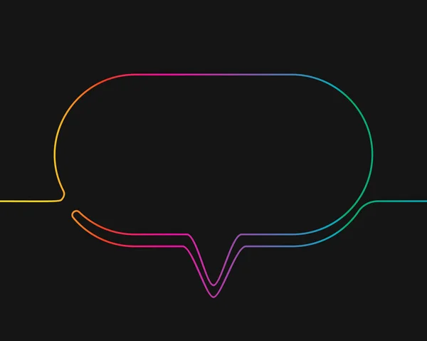 Een Lijn Tekening Van Ovale Spraakzeepbel Rainbow Kleuren Zwarte Achtergrond — Stockvector