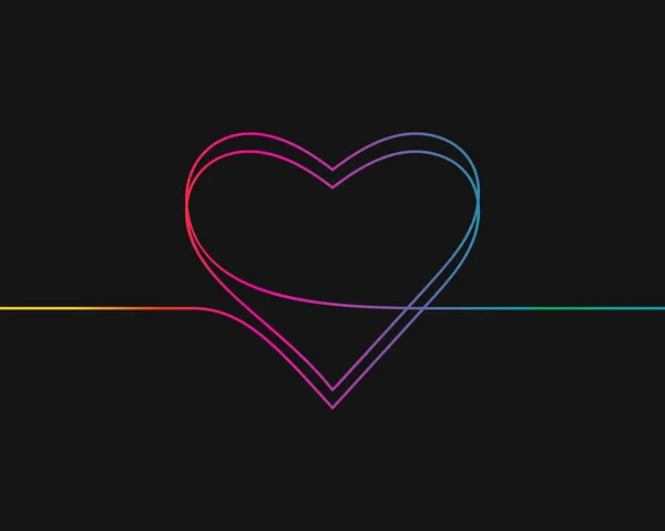 Dibujo Una Línea Corazón Colores Del Arco Iris Vector Fondo — Vector de stock