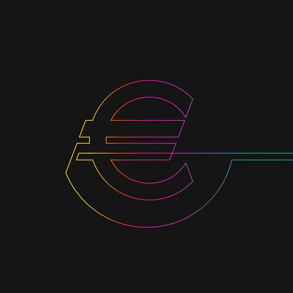 Dibujo Una Línea Del Signo Del Euro Colores Del Arco — Vector de stock