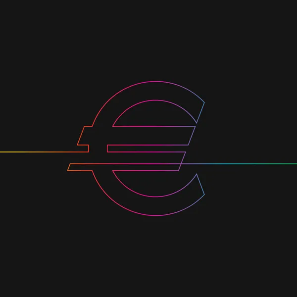 Dibujo Una Línea Del Signo Del Euro Colores Del Arco — Vector de stock