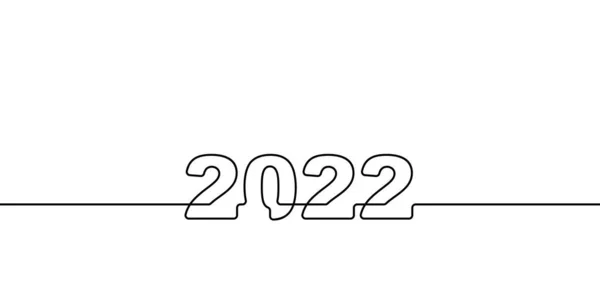 2022年単線画 連続線画2022年新年数 ベクトルイラストデザイン要素 — ストックベクタ