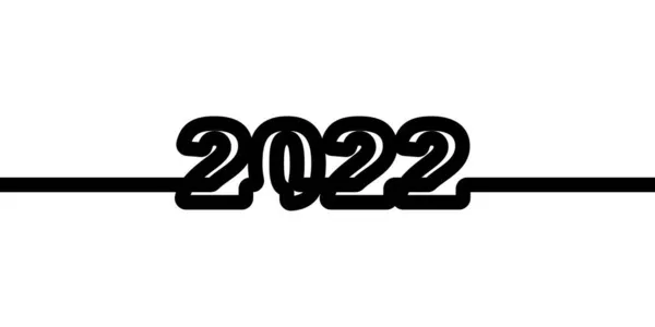 2022 라인그리기 연속검은 미술그리기 2022 일러스트 디자인 — 스톡 벡터