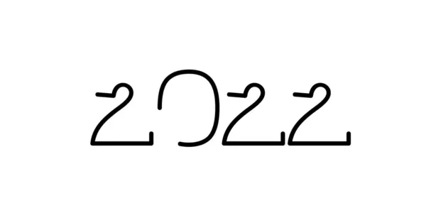 2022年数字抽象当代设计线艺术排字 最低限度的黑色细线 假日装饰的标题概念 — 图库矢量图片