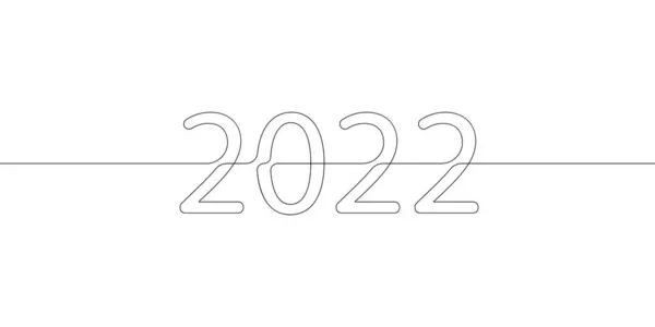Rok 2022 Cienka Pojedyncza Linia Rysunek Element Projektu Ciągła Linia — Wektor stockowy