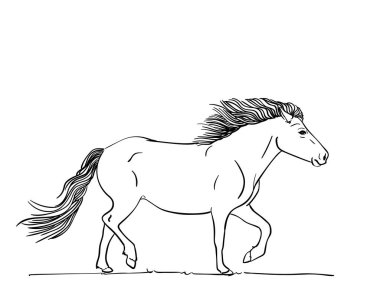 El çizimi sanat tarzı at, vektör çizimi