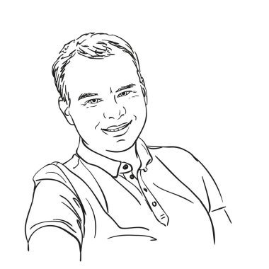 El çizimi mutlu adam, vektör çizimi beyaz renkli çizim, çizgi çizimi.