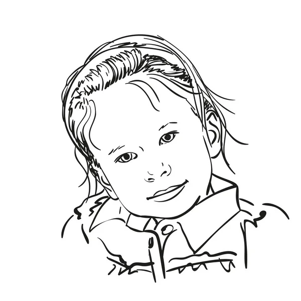 Retrato Menina Bonita Desenhada Mão Ilustração Vetorial Isolado Branco — Vetor de Stock