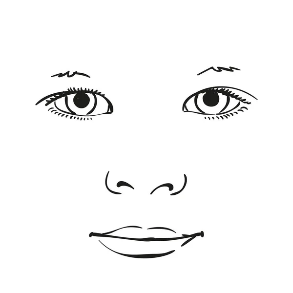 Face Girl Vector Line Art Sketch Hand Drawn Illustration — Stock Vector