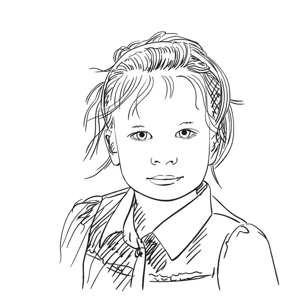 Çizimi Güzel Bir Kızın Portresi Vektör Çizimi Beyaza Izole Edilmiş — Stok Vektör