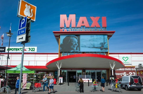 Vasteras Schweden Mai 2020 Haupteingang Supermarkt Ica Maxi Halla Einkaufszentrum — Stockfoto